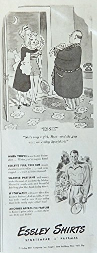 Larry Reynolds, B&W Illustration, Print art (cartoon..."She's only a gril, Boss---and the guy wore an Essley Sportshirt!") Authentic oringial, vintage 1947 The Saturday Evening Post Magazine Art