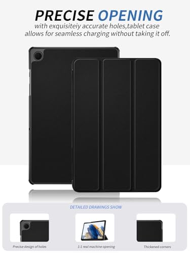 Beschermhoes voor Samsung Galaxy Tab A11 tablet van 8,7 inch, dunne standaard met drievoudig opvouwbaar design, harde hoes compatibel met Samsung Galaxy Tab A11, zwart - Afbeelding 3