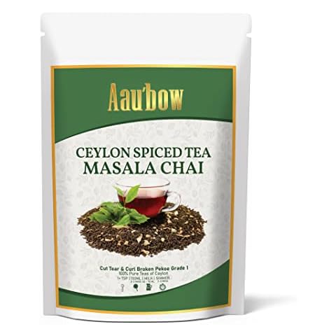 Aaubow| Premium Chai Masala Loose Leaf Tea| Finest Ceylon Tea and Spices |Cinnamon| Cardamom| Cloves & Black Pepper |50g Resealable Pouch | 25 Cups| Hot/Iced Brewed Tea| Chai Latte| CTC| Full-Bodied Cover