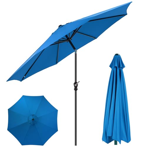 DUMOS 9FT Outdoor Patio Umbrella with Push Button Tilt and Crank, Table Umbrellas 8 Sturdy...