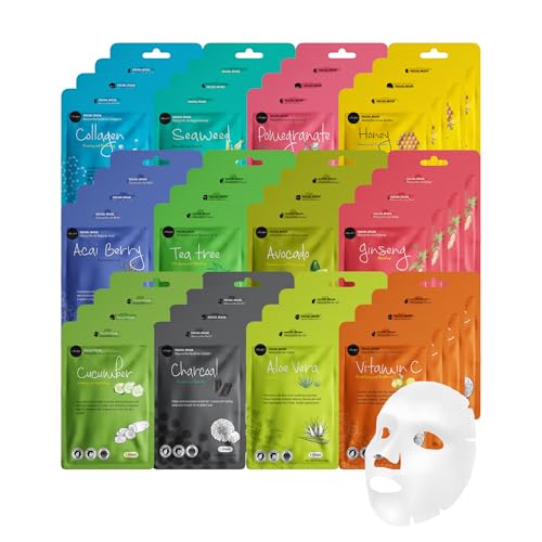 Celavi Essence Facial Sheet Mask Variety Set (48 count)