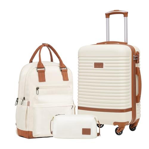 COOLIFE Koffer Trolley Koffer Reisekoffer von ABS Hartschalen Trolley 4 Rollen TSA-Schloss Der Koffer Enthält 1 Reiseruc...