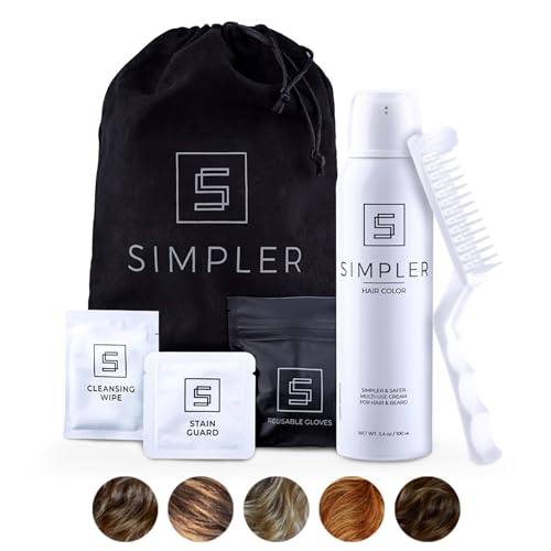 Simpler Hair Color for Men Kit for Full Gray Coverage - Medium Brown Men’s Hair Dye - Easy Hair or Beard Dye for 100% Gray Coverage - Ammonia Free Hair Color, Natural Beard Coloring for Men