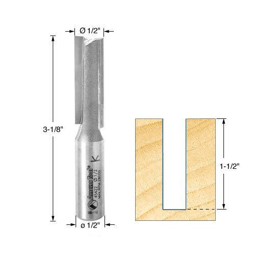 Image of Amana Tool - 45422 Carbide Tipped Straight Plunge 1 /2 Dia x 1-1 /2 x 1 /2 inch Shank