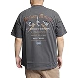 [ディズニー] Mickey Mouse(ミッキーマウス) 半袖 Tシャツ メンズ 大きいサイズ ピグメント加工 プリント クルーネック カットソー 2L ブラック(48)