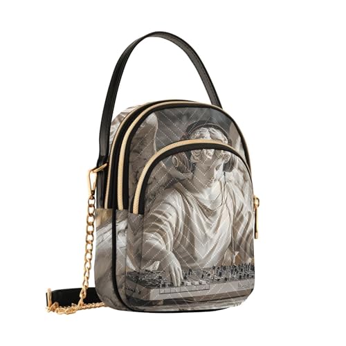 Statue Dj Sling Bag for Women, Small Shoulder Bag Crossbody Bag Purse with Chain Strap Top handle 5.91×3.15×8.27 Inches2