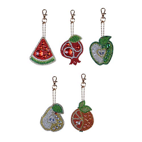 Btuty diamond ring keychain Diamond Painting Keychain Pendant Special Shaped Fruit for DIY Art Craft