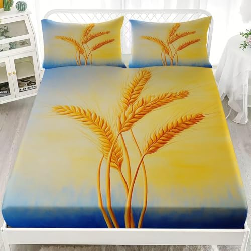 Sabanas 180x200 Granja de Campo 3D impresión Sábana Bajera de Microfibre Suave y Cómoda Transpirable, Cultivo Funda de Colchón Sábana con Elástica Bolsillo Profundo 30 cm, Sabanas Cama 180, Q1407