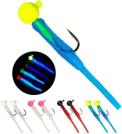 Crappie-Jigs-Heads-ice-Fishing-Jigheads Soft Plastic for Crappie-Trout-Panfish-Sunfish-Fishing Jig Small Lead Head Jig Hook Lure kit 1/16 oz