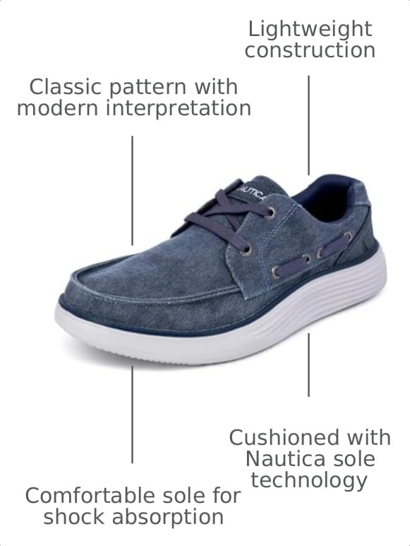 Image of Nautica Men's Slip-On Casual Loafers Comfort Sneaker - Elastic Stretch Moccasin - Athletic Walking Shoe-Pearson