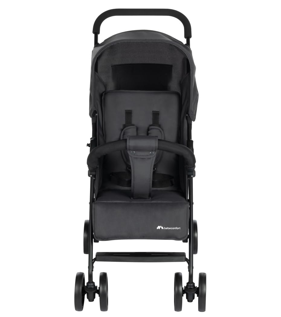 Bebeconfort Foggy Kinderwagen, 0-3,5 Jahre, bis 15 kg, leichter und tragbarer Kinderwagen mit Liegeposition für Neugeborene, kompakt geschlossen, beweglicher Handlauf, Mineral Graphite