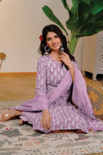 Image of MIRCHI FASHION Pure Cotton Women Straight Printed Embroidery Work Kurti Set with Dupatta and Pant