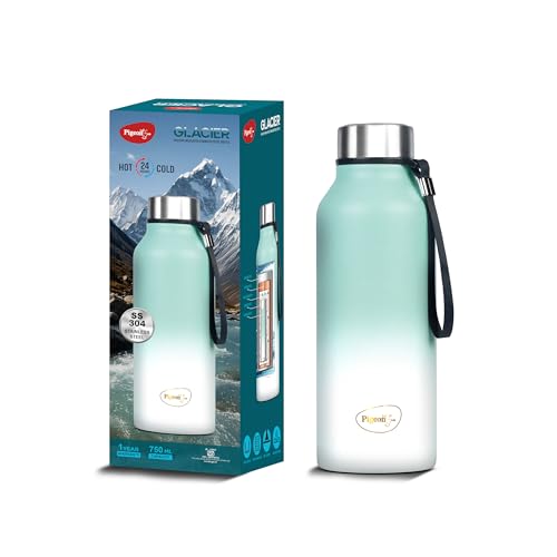Image of Pigeon by Stovekraft Glacier 750 ml Vacuum Wide Mouth Bottle, Hot & Cold Retention & Leak Proof (Teal Blue)