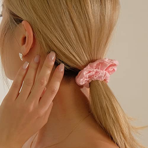 Viewlap 30 Pcs Bright Color Scrunch Set Chiffon Silk Organza Check Ponytail Up Style Hair Tie For Women #TOP6