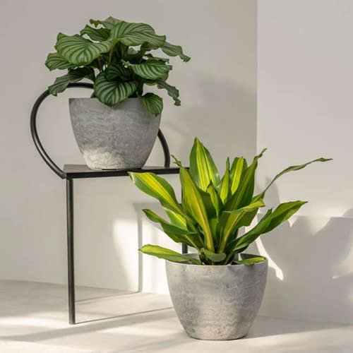 La Jolie Muse Flower Pot Large Garden Planters -14.2 Inch Pack 2 Outdoor Indoor, Outdoor Planters With Drain Hole (Marble) #TOP1