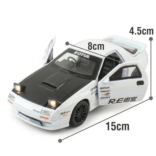 Image of Mazda RX-7 FC3S RE Amemiya 1:32 Scale Die-Cast Car Model White - JDM Rotary Tuner Sound Light Pull-Back Alloy Sports Car Collectible Toy
