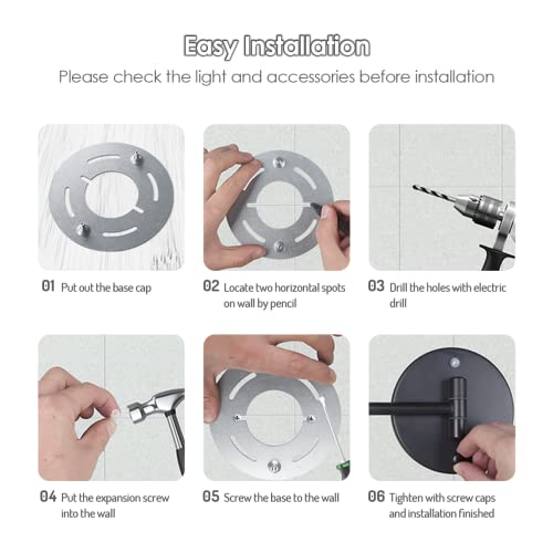 Rocollos Rechargeable Wall Makeup Mirror 1X/10X Magnification Premium Black,8 Inch Double-Sided Led Vanity Mirror,3 Color Lights Touch Screen Dimmable 360°Swivel 13 Inch Extendable #TOP7