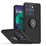 QUIETIP Case Compatible with Moto G Stylus 2025 & Edge 60 Stylus,TPU + Hard PC Magnetic Ring Car Mount Stand Cover,Black
