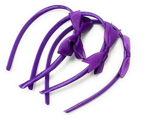 Caprilite 3 x School Hair Bows on Headbands Alice Bands Uniform Colours Bow Headband Set (Purple), 1 count (Pack of 3)