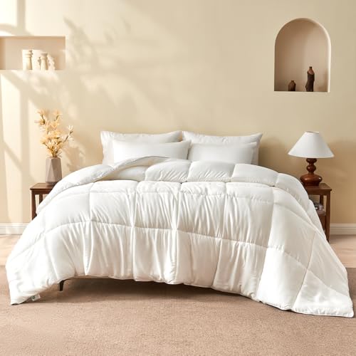 BPC Edredón ClimaSilk™ 100% rayón derivado de mezcla de seda de bambú, tamaño individual, edredón refrescante con relleno de mezcla de seda 10%, relleno de edredón alternativo al plumón para todas las