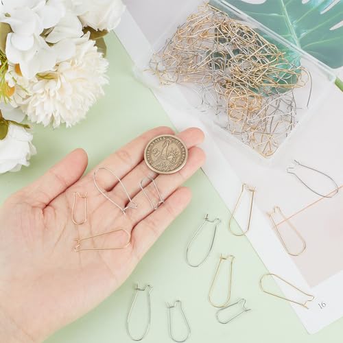 SOFPLATE 1 Box 120Pcs 6 Style Silver Kidney Earring Hooks Stainless Steel Earring Findings Bulk U Shaped Real 18K Gold Plated Ear Wires Long Teardrop Dangle Earring Wires for jewellery Making Supplies - Image 3