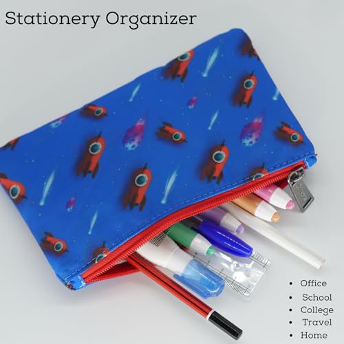 Image of VISMIINTREND Flat Pouch with Mid-Space Print - Perfect for School, Office, or Travel