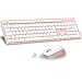 LeadsaiL Wireless Keyboard and Mouse Set, 2.4GHz USB Computer Keyboards and Mouse Combo, Soft Touch, Full Size UK QWERTY Layout with 12 Multimedia Shortcuts for HP/Lenovo Laptop and Mac-Pink and White