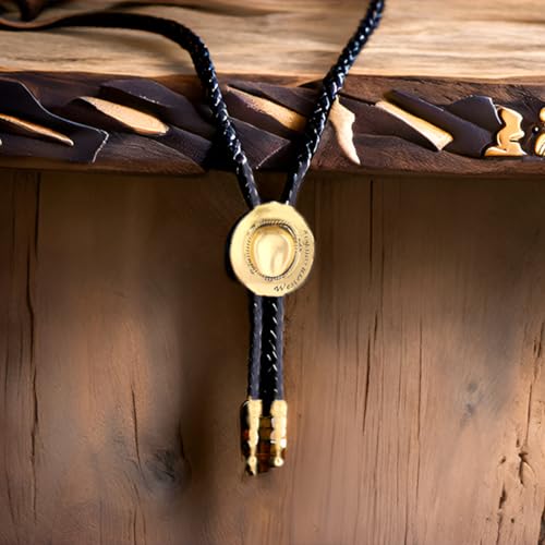 Image of Cowboy Bolo Tie for Men, Vintage Cow Skull Bolo Tie Necklace Native American Necktie for Men Women