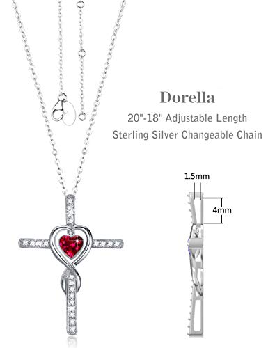 Dorella Christmas Birthday Gifts July Birthstone Ruby Necklace For Women Sterling Silver Love Heart Infinity Jewelry #TOP4