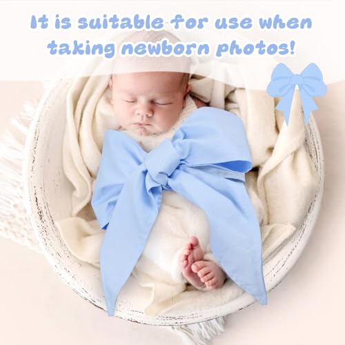 Image of Newborn Swaddle Sash, Soft Cotton Bow Decorative Strap for Swaddles, Adorable Maternity Bow Sash, 70x5.5 Inch, Blue