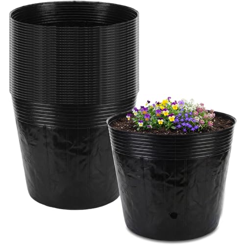 Ferrochef 30 Pcs 5 Gallon Nursery Bags 13.8 Inch Thicken Soft Plastic Seedling Pots Seed Plant Bags with Drainage Holes for Large Flowers Trees Vegetables Indoor Outdoor Women Gardening Gifts Black