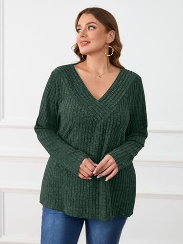 Image of BELAROI Womens Plus Size Sweaters V Neck Fall Tunic Top Pullover Shirts