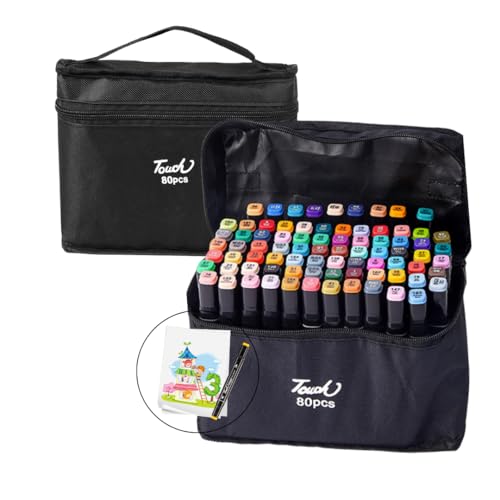 Canetinha Marcadores de Ponta Dupla para Colorir Kit Estojo de Canetas Escolar Marcador Coloridas Pe