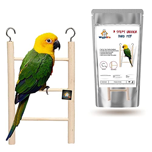 Image of Natural Wooden Ladder Bird Toy | Climbing, Exercise & Fun | for Small & Medium Birds (3 Step)