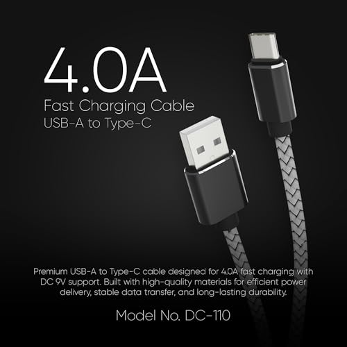 Image of Vismac GEMMA Premium 27W Fast Charging USB A to Type C Cable, Diamond Cut Double-Braided Design for Durability and High-Speed Performance (1M).