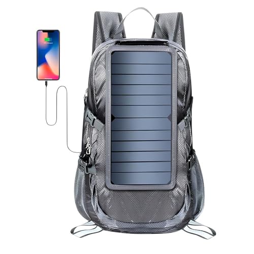 Mochila com Placa Solar 30L 6,5W 5V Dobrável Cinza