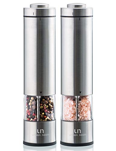Electric Salt and Pepper Grinder Set - Battery Operated Stainless Steel Mill