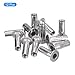 Awclub 1/4-20 Multi-Grip Rivet Nuts, 12pcs Pre-Bulbed Shank Flat Head Threaded Insert Nut 304 Stainless Steel Plus Nuts Construction Fasteners for Industrial