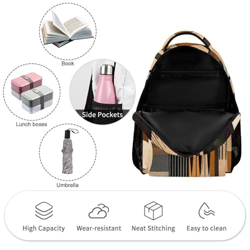 Beige And Black Objects Backpack for Travel, Ultra Durable Small Bookbag Lightweight Daypack for Women Men3