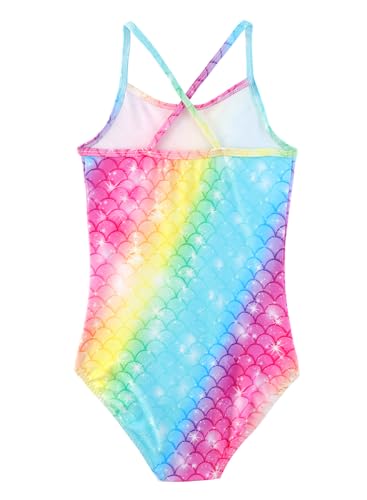 Image of Girls One Piece Swimsuits Summer UPF 50+ Quick Dry Beach Bathing Suit Cross Shoulder Strap Swimwear 2-10 Years