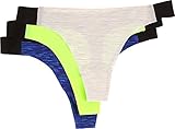 New Balance Women's Laser Thong Panties (3 Pack), Concrete Grey Space Dye/Pacific Blue Space/Toxic, X-Large