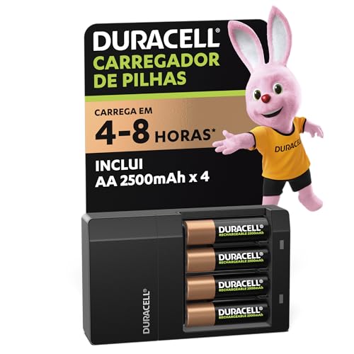 Duracell Carregador de Pilhas Recarregáveis AA e AAA Com 4 Pilhas AA