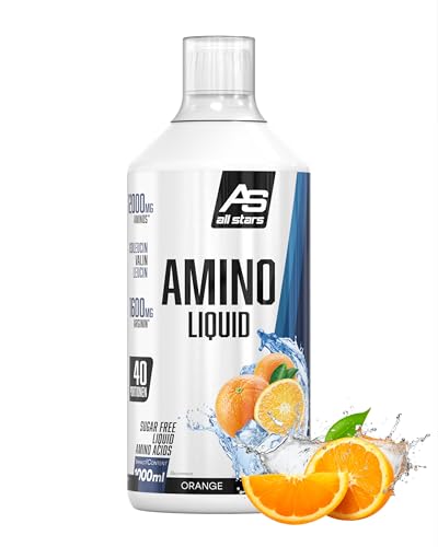 ALL STARS Amino Liquid 1L Orange - Flüssiger Aminosäuren Komplex hochdosiert 12.000mg mit EAAS & BCAAs, Mit 12g Protein pro Portion, Nahrungsergänzungsmittel für Sportler