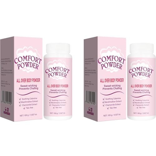 Polvere per il corpo confortevole, senza talco contro attrito e sudore, anti-sfregamento per cosce, petto e zona intima, con profumo di lavanda, non grassa, per tutti i tipi di pelle (2 pezzi)