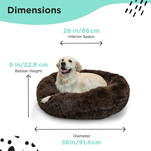 Best Friends By Sheri The Original Calming Donut Cat And Dog Bed In Shag Fur Dark Brown, Large 36X36 #TOP2