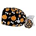 Halloween Pumpkin Dark 2 Pieces Unisex Working Caps with Buttons Adjustable Bouffant Hats Tie Back Caps