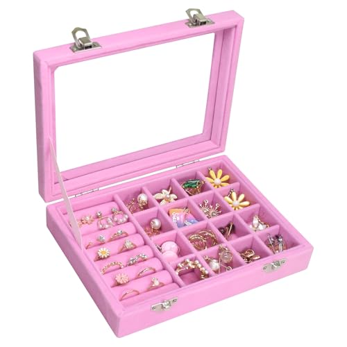 Image of Rings Organizer Tray 7 &16 Grid Slots Velvet Jewelry Earring Storage Box
