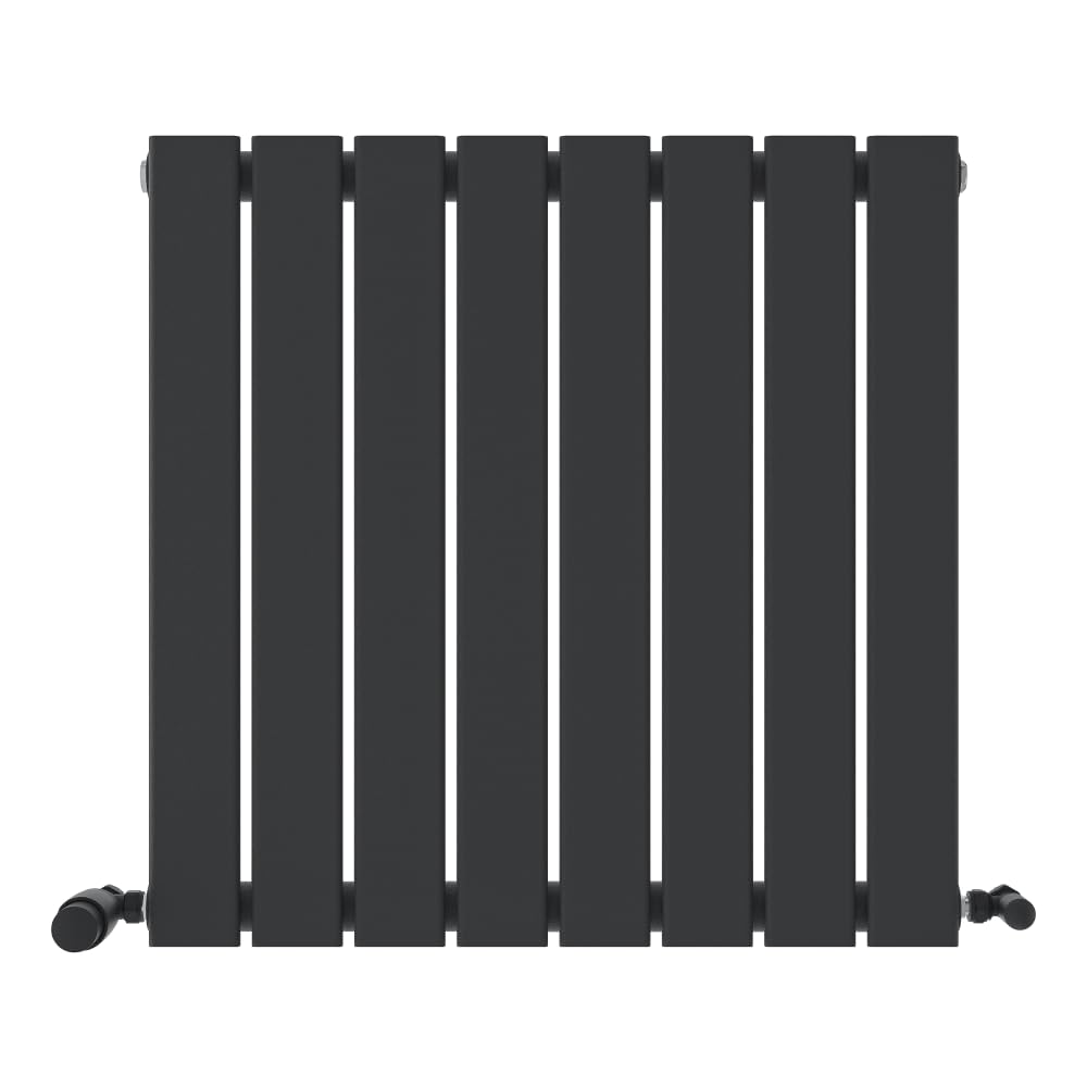 iBathUK Apex Horizontal Single Slim Flat Panel Designer Radiator with Steel Central Heating Panel Heater Bathroom Bedroom Living Room Radiator in Matt Anthracite, 600 x 608mm — image 1