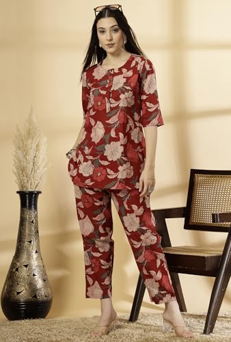 Image of Pistaa's Women Summery Floral Cotton Co-ord Set