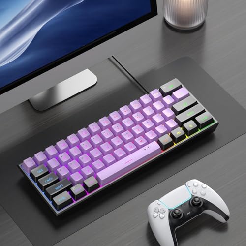 Image of MageGee TS91 Mini 60% Gaming Keyboard, RGB Backlit 61 Key Keyboard, Ergonomic Waterproof Mechanical Feeling Office Computer Keyboard for PC, MAC, PS4, Gamer(Violet)